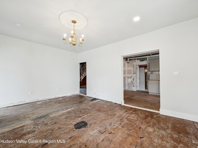 125 Water St, Franklin, NY 13775 - empty room with a chandelier and wood finished floors
