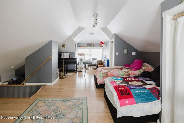 15 Mckinstry Pl, Hudson, NY 12534 - bedroom featuring lofted ceiling, wood finished floors, and baseboards