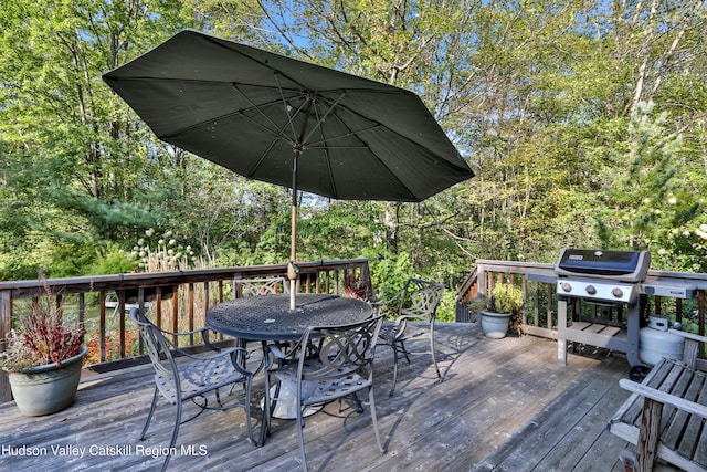4 Mountain View Dr, Kerhonkson, NY 12446 - wooden deck featuring outdoor dining area and grilling area