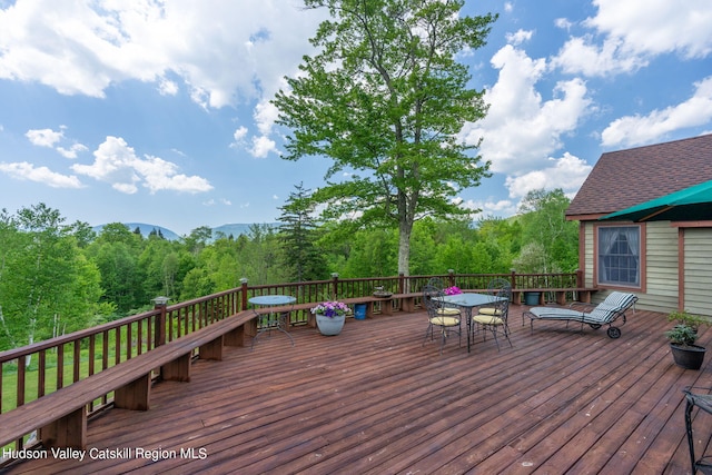 deck with a mountain view