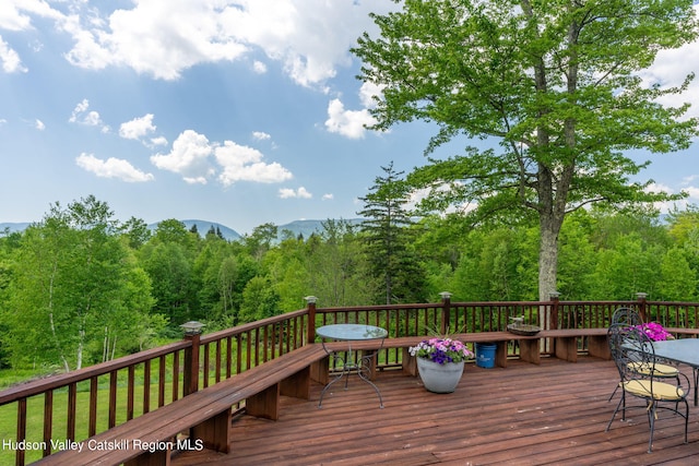 deck featuring a mountain view