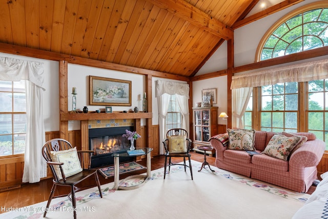 living room with hardwood / wood-style floors and plenty of natural light