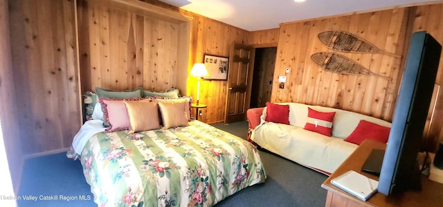 490 Mill St, Windham, NY 12496 - bedroom with carpet floors and wooden walls
