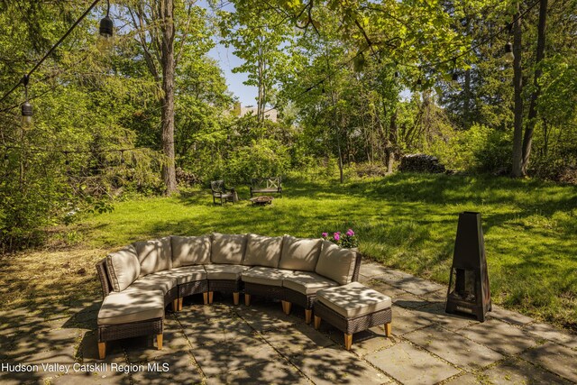 131 William St, Catskill, NY 12414 - view of patio with a fire pit