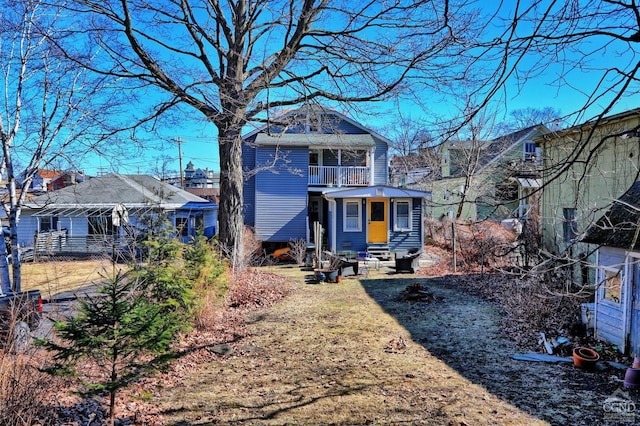 825 Union St, Hudson, NY 12534 - rear view of property featuring a balcony