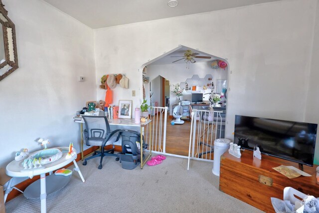 825 Union St, Hudson, NY 12534 - home office with carpet flooring and a ceiling fan