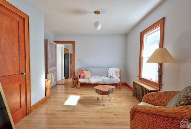 825 Union St, Hudson, NY 12534 - sitting room with light wood finished floors, baseboards, and radiator