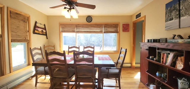 273 E Conesville Rd, Conesville, NY 12076 - dining area featuring baseboard heating, plenty of natural light, and light wood-style flooring