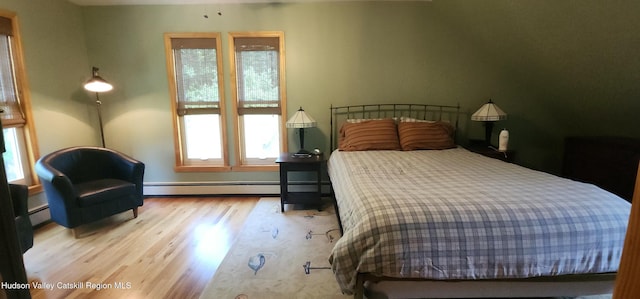 273 E Conesville Rd, Conesville, NY 12076 - bedroom featuring wood finished floors and a baseboard heating unit