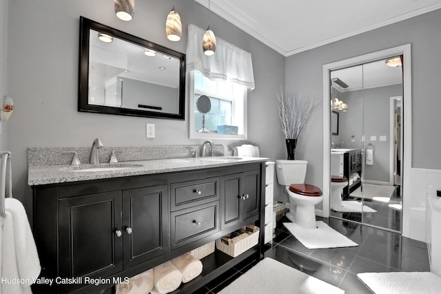 8 Orlich Rd, Red Hook, NY 12571 - full bath with ornamental molding, toilet, and double vanity