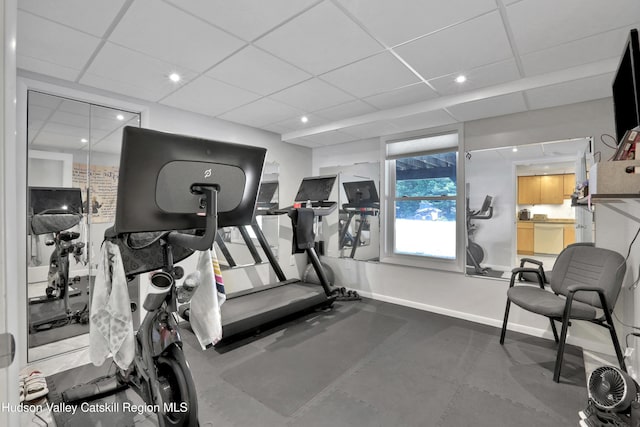 8 Orlich Rd, Red Hook, NY 12571 - workout room with baseboards and a drop ceiling