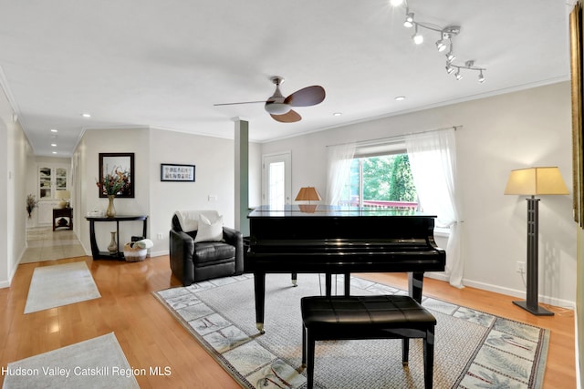 8 Orlich Rd, Red Hook, NY 12571 - sitting room featuring ornamental molding, a ceiling fan, light wood-style flooring, baseboards, and recessed lighting