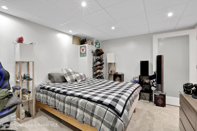 8 Orlich Rd, Red Hook, NY 12571 - bedroom featuring recessed lighting, a paneled ceiling, and light marble finish flooring