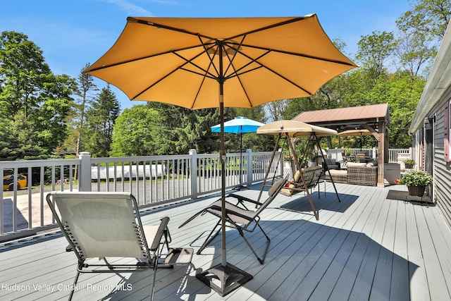 8 Orlich Rd, Red Hook, NY 12571 - wooden deck with view of scattered trees