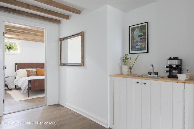 150 Blenheim Hill Rd, Jefferson, NY 12093 - hall with light wood-type flooring and beamed ceiling