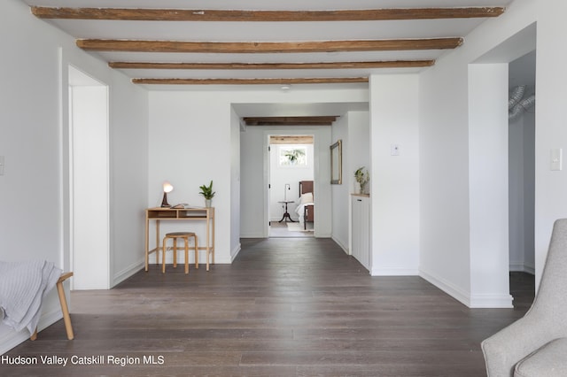 150 Blenheim Hill Rd, Jefferson, NY 12093 - hall featuring beamed ceiling and wood finished floors