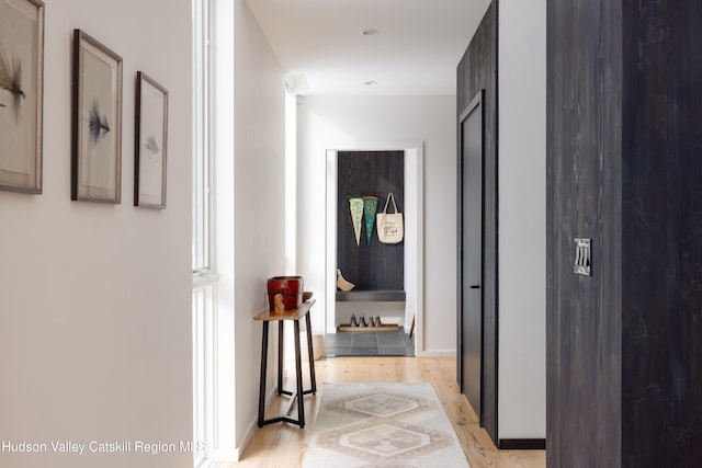 hallway featuring light wood-type flooring