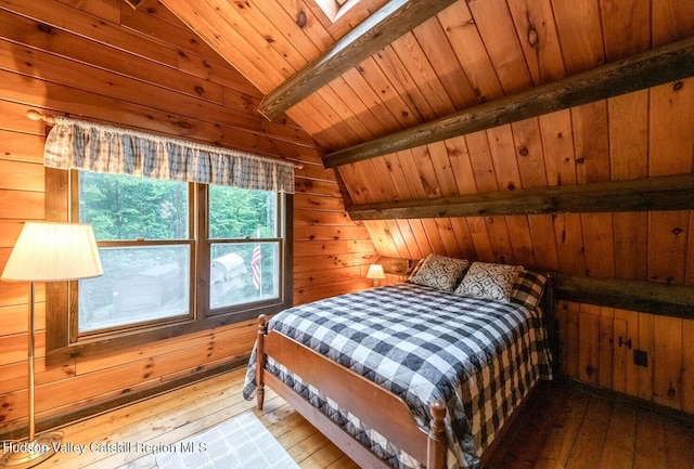 1206 Hollow Rd, Clinton, NY 12514 - bedroom with wooden walls, hardwood / wood-style floors, and wooden ceiling
