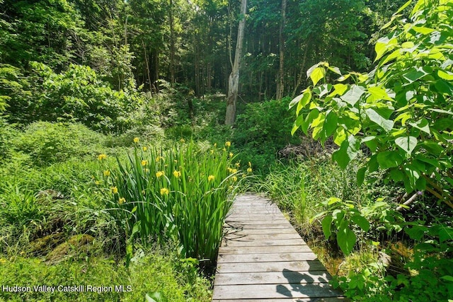 surrounding community featuring a forest view