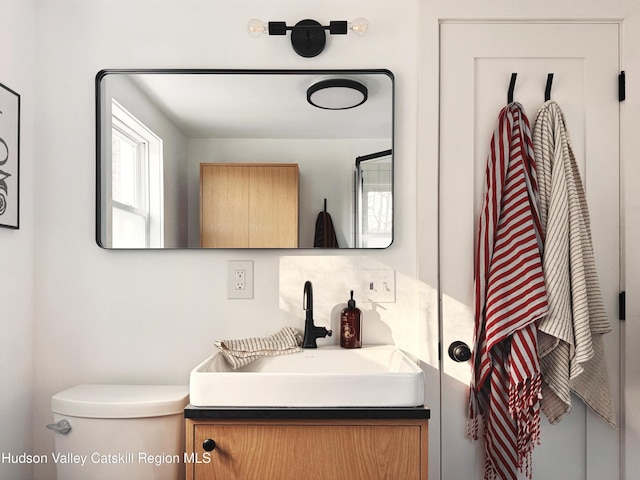 bathroom with toilet and vanity
