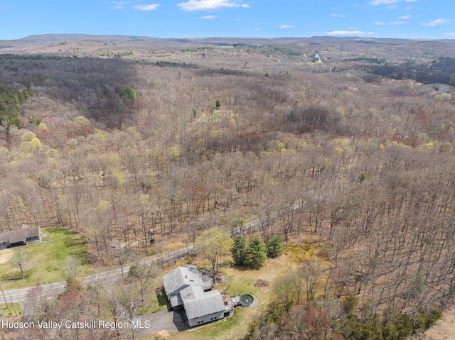 bird's eye view featuring a view of trees
