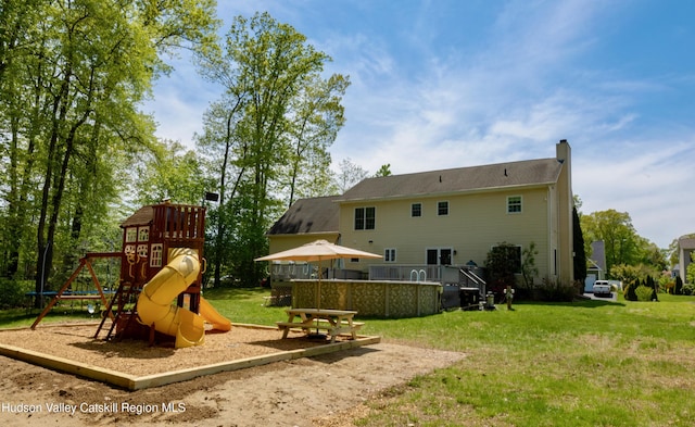 33 Camelot Ct, Saugerties, NY 12477 - view of jungle gym featuring a lawn