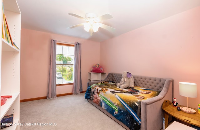 33 Camelot Ct, Saugerties, NY 12477 - bedroom featuring carpet floors, baseboards, and a ceiling fan