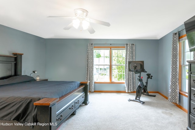 33 Camelot Ct, Saugerties, NY 12477 - bedroom with carpet flooring, multiple windows, baseboards, and a ceiling fan