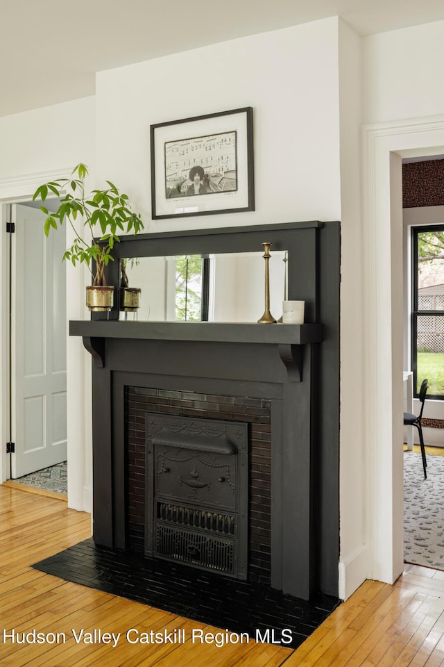 14 Bushnell Ave, Chatham, NY 12037 - detailed view of a fireplace with flush hearth and wood finished floors