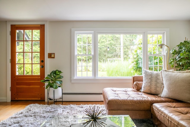 654 Watson Hollow Rd, West Shokan, NY 12494 - living room with wood finished floors and baseboard heating
