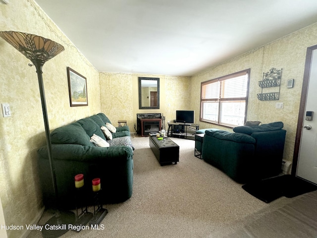 living room with carpet floors