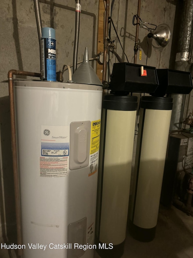 utility room with water heater