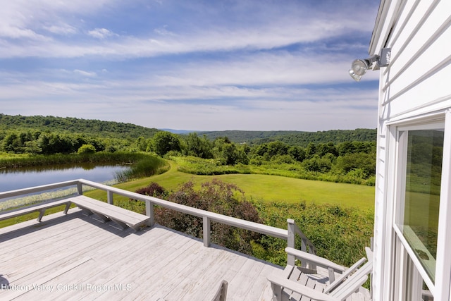 3721 Ridge Rd, Hamden, NY 13782 - deck featuring a water view and a forest view