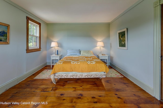 3721 Ridge Rd, Hamden, NY 13782 - bedroom featuring wood-type flooring, baseboards, and crown molding
