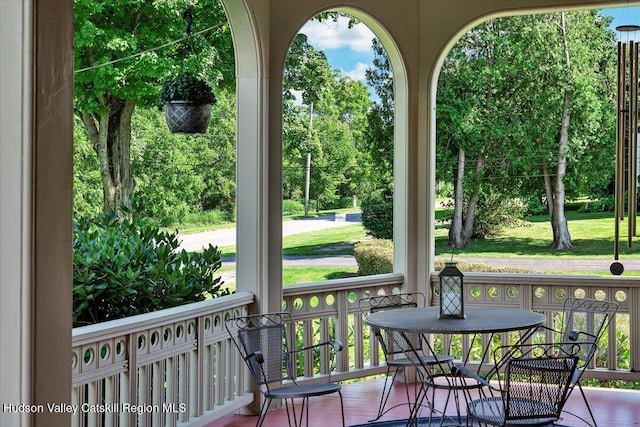 1 Waddell Ave, Fort Plain, NY 13339 - deck with a porch and view of scattered trees