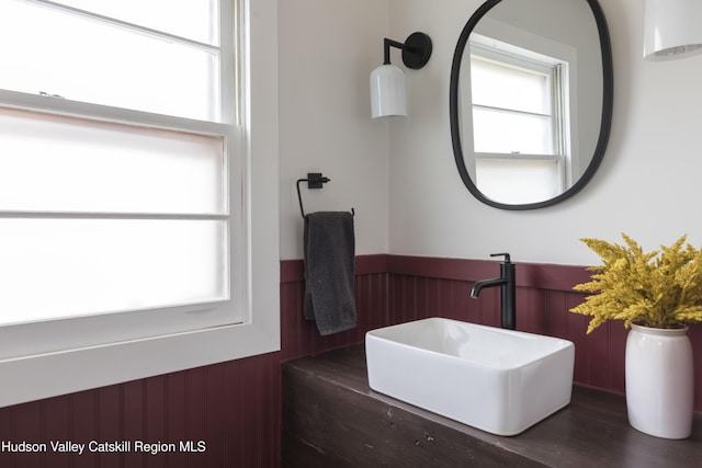 bathroom featuring wood-type flooring and sink