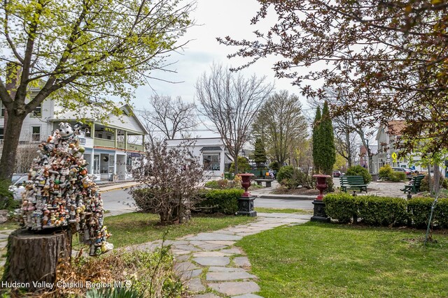 view of home's community with a yard