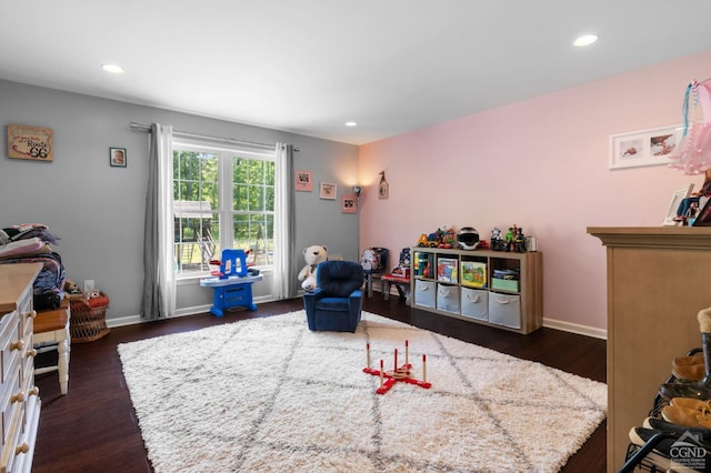 174 Grove School Rd, Catskill, NY 12414 - playroom with dark wood-style floors, recessed lighting, and baseboards