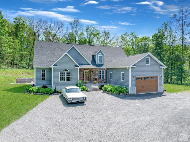 174 Grove School Rd, Catskill, NY 12414 - view of front facade featuring driveway, a garage, a front yard, and a shingled roof