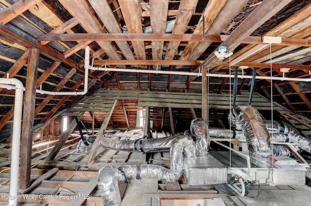 view of unfinished attic