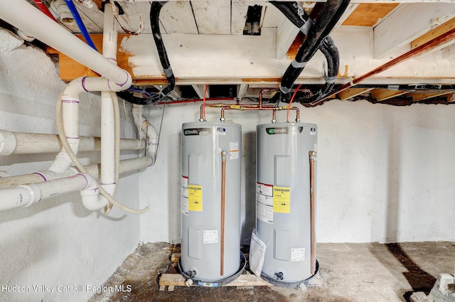 utility room featuring electric water heater