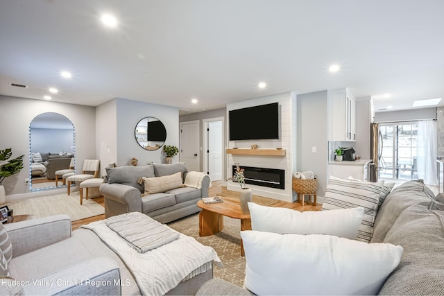 living room featuring light hardwood / wood-style floors