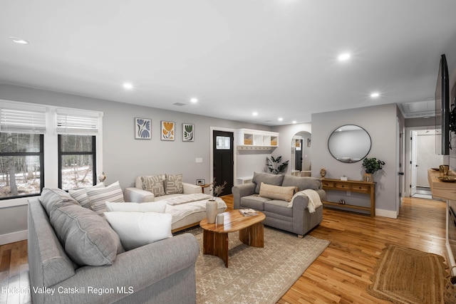 living room featuring light hardwood / wood-style floors