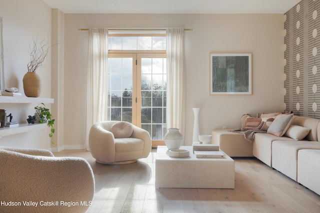 living room featuring light hardwood / wood-style floors