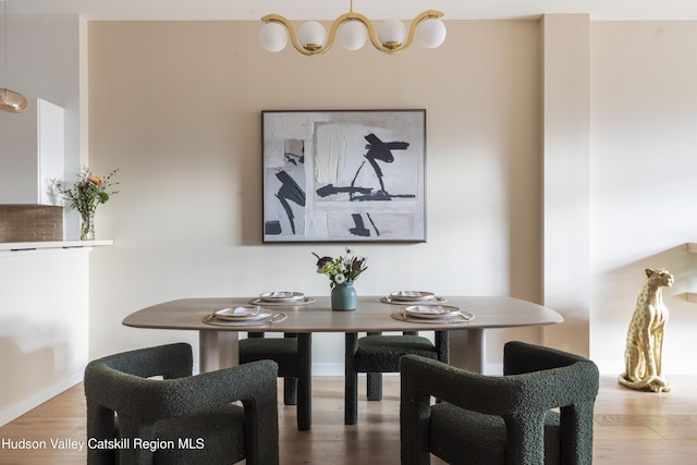 dining space featuring wood-type flooring