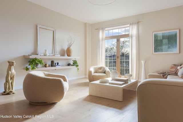 living area featuring light wood-type flooring