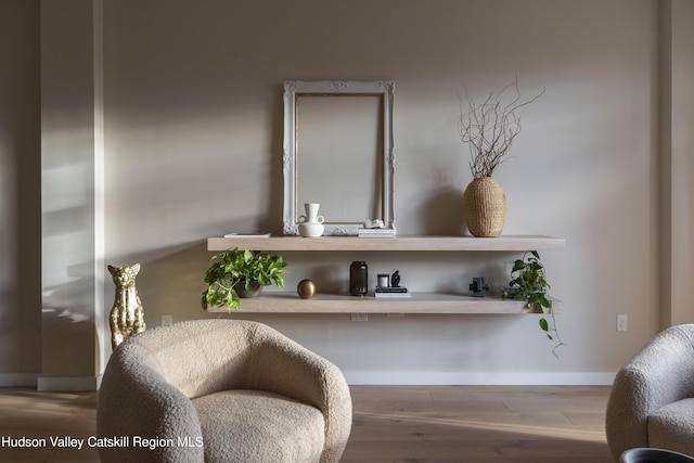 sitting room featuring hardwood / wood-style floors