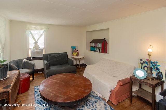 73 Cauterskill Ave, Catskill, NY 12414 - living area with wood finished floors and cooling unit