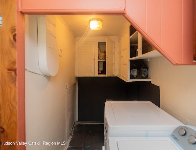 73 Cauterskill Ave, Catskill, NY 12414 - washroom with independent washer and dryer and cabinet space
