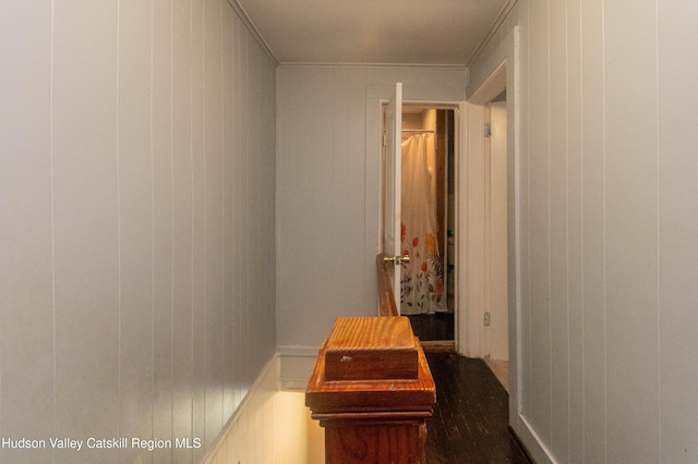 73 Cauterskill Ave, Catskill, NY 12414 - hallway with ornamental molding and wooden walls